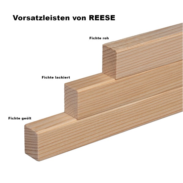 Vorsatzleiste Deck- Abschluss- Sockelleiste Fichte LACK Massivholz 20x15x2300mm